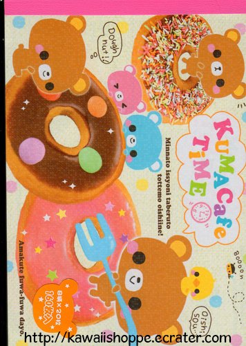 CRUX Kuma Cafe Time Memo Pad Kawaii Doughnuts Donuts Bears