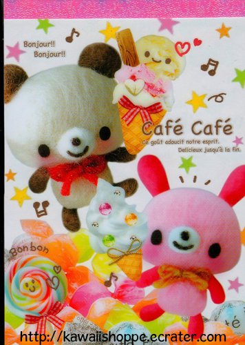 Kamio Japan Cafe Cafe Memo Pad Kawaii Kuma Bears Desserts Ice Cream