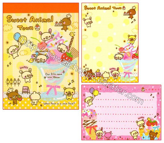 Kamio Japan Sweet Animal Town Mini Memo Pad Kawaii Desserts Sweets Ice Cream Bears Kuma