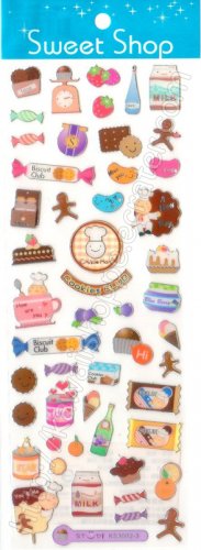 Sweet Shop Cookies Club Sticker Sheet Kawaii Stickers Bakery Candies Biscuits Chocolate Bars