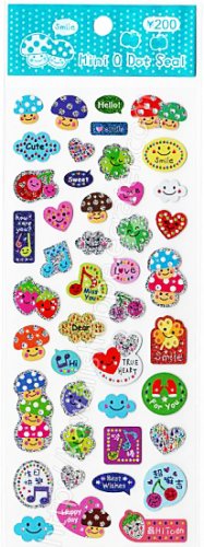 Mini Q Dot Seal Musical Mushroom Sticker Sheet - Kawaii Stickers