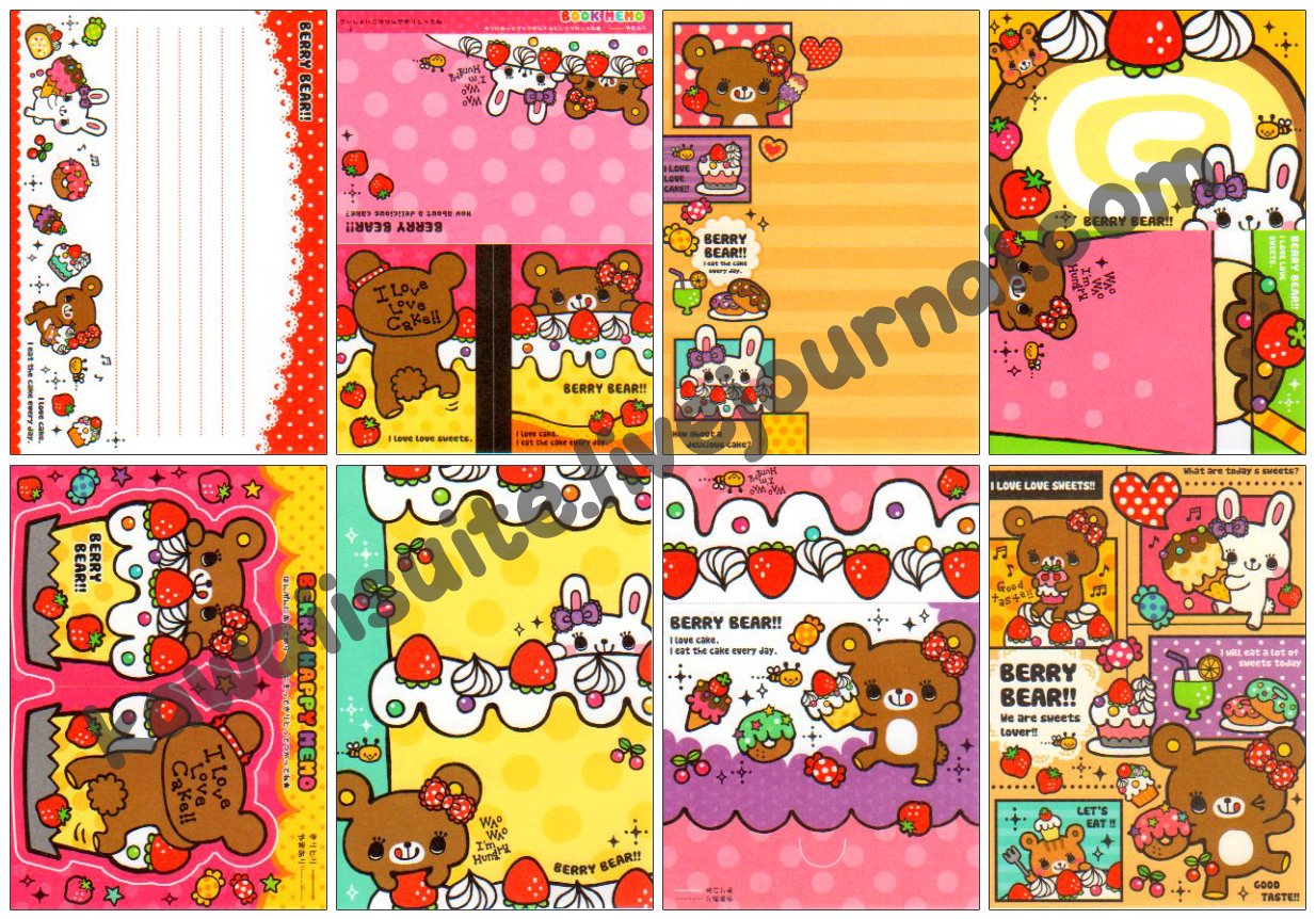 Mind Wave Berry Bear Loose Memo Sheets #065 Kawaii