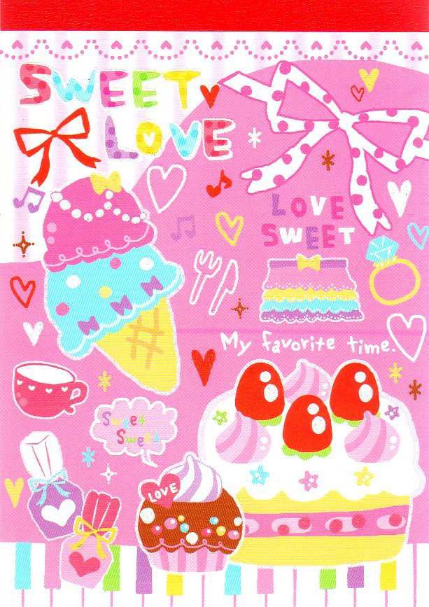 Kamio Japan Sweet Love Memo Pad Kawaii desserts cupcakes ice cream strawberries