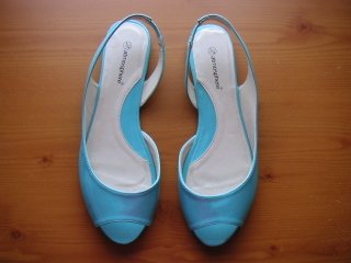 Light Bright Blue Slingback Peeptoe Sandals