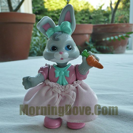Hideaway Hollow Mommy Bunny - Gray with Gray Cheeks in Pink Fabric Skirt