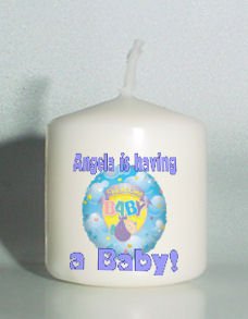 6 Custom Blue Baby Shower Favors Votive Candles Personalized