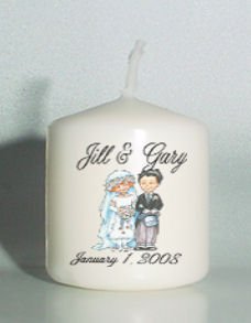 6 Wedding Bridal Shower Custom Favors Votive Candles Vintage Couple Personalized