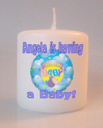 Blue Baby Shower Gift Small Pillar Candles Custom Favors or Add to Gift baskets Personalized