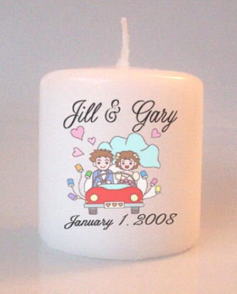 Bridal Shower Wedding Small Pillar Candles Custom Favors Add to Gift baskets Personalized