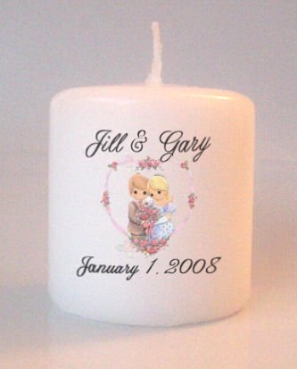 Wedding Couple Bridal Shower Small Pillar Candles Custom Favors Add to Gift baskets Personalized