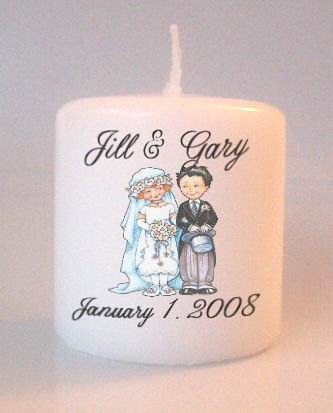 Wedding Vintage Couple Bridal Shower Small Pillar Candles Custom Favors Add to Gift baskets