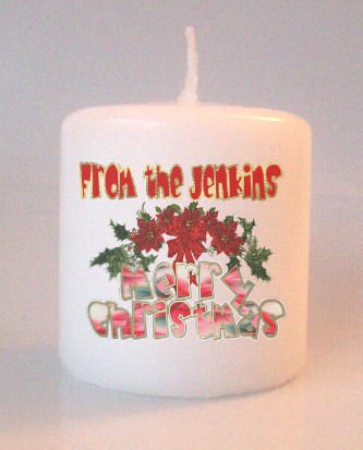 Christmas Small Pillar Candles Custom Favors Add to Gift baskets Personalized