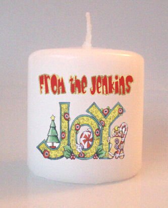 Christmas Holiday Small Pillar Candles Custom Favors Add to Gift baskets Personalized