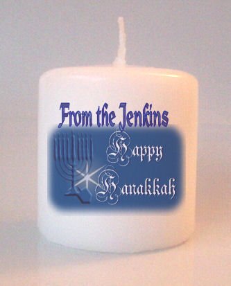Blue Hanukka Small Pillar Candles Custom Favors Add to Gift baskets Personalized