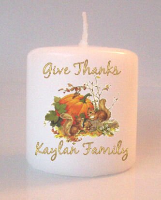 Thanksgiving Fall Small Pillar Candles Custom Favors Add to Gift baskets Personalized