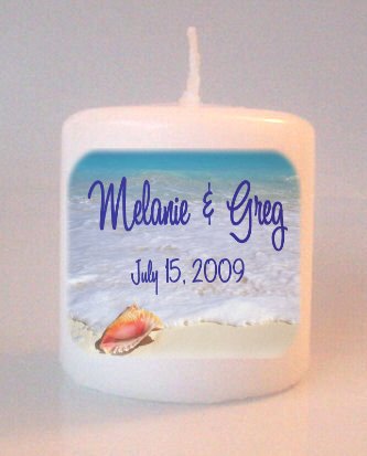BEACH Wedding Bridal Shower Small Pillar Candles Custom Favors Add to Gift baskets