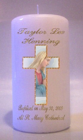 Baptism, Communion, Confirmation 6 inch Pillar Memorial Religious Candles #1