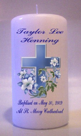 6 inch Baptism, Communion, Confirmation Pillar Memorial Religious Candles #2