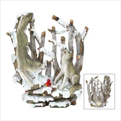 39147 Wolf Candleholder