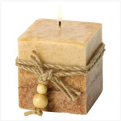 39242 Rustic Wood Cube Candle