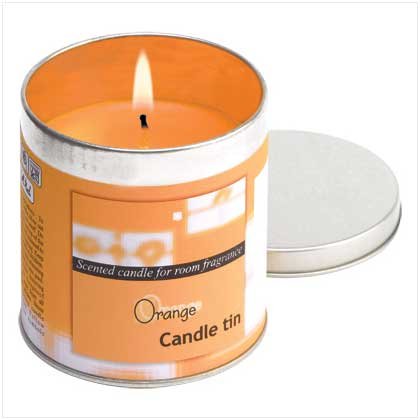 38307 Orange Votive Candle In Tin