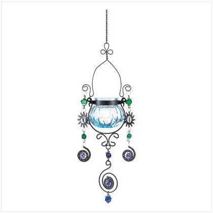 38954 Blue Jeweled Candleholder
