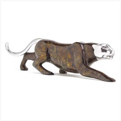 38428 Faux Marble Panther Statue