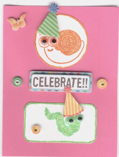 Celebrate with snail and caterpillar