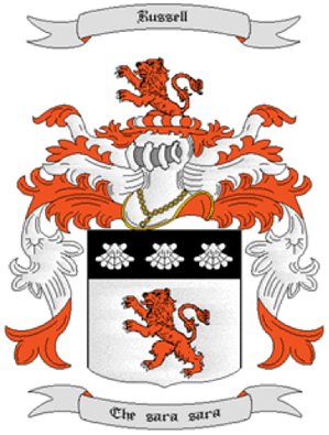 Russell Coat of Arms in Cross Stitch