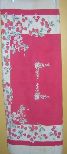 Vintage Strawberry Print Tablecloth