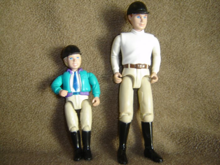 2001 Fisher Price Loving Family Horse Riders Dad Father W Blond Son Boy