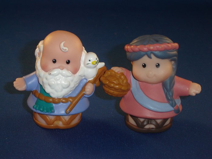 2002 Fisher Price Little People Noahs Ark Noah & Wife Newer FP LP