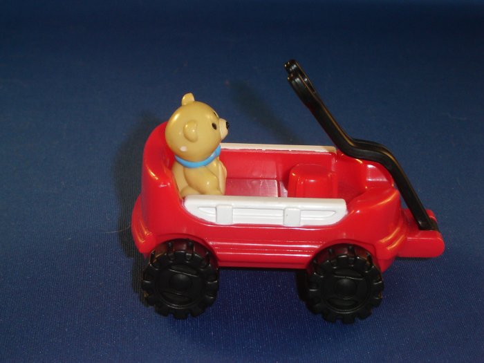 2003 Fisher Price Little People Red Wagon With Teddy Bear Newer FP LP