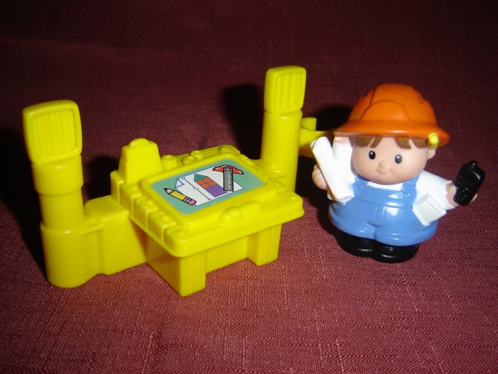 2002 Fisher Price Little People Architect Drafting Table For Construction Set Newer FP LP