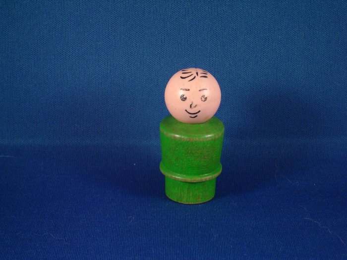 Vintage Fisher Price Little People Green Wood Dad FP LP