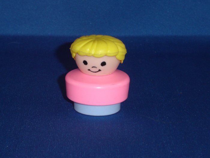 Vintage 1990 Chunky Fisher Price Little People Blond Mom Pink and Purple Body