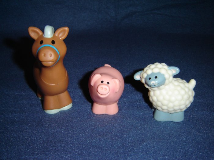 Vintage 1990 Fisher Price Chunky Little People Farm Barn Animals Sheep Horse Pig FP LP