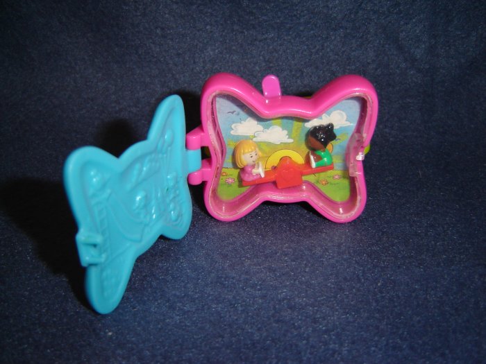 Vintage 1994 Blue Pink And Yellow Polly Pocket Bow Wrist Watch By Bluebird Toys