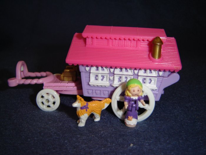 1995 Polly Pocket Circus Wagon On The Go Gypsy Caravan With Polly and Dog Excellent Condition