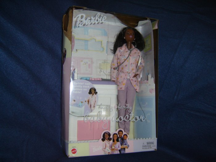2002 Barbie Happy Family AA Baby Doctor In Box With Bottles Stethoscope Exam Table and Accessories