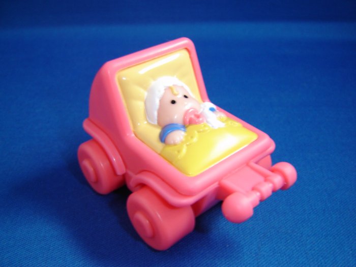 Fisher Price Little People Pink Stroller with Baby and Moving Wheels Newer FP LP
