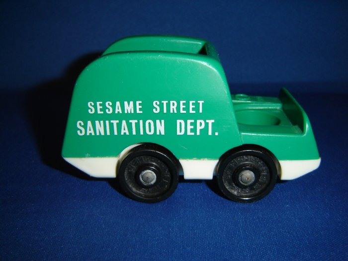 Vintage Fisher Price Little People Green Sanitation Truck From The 938 Sesame Street Set
