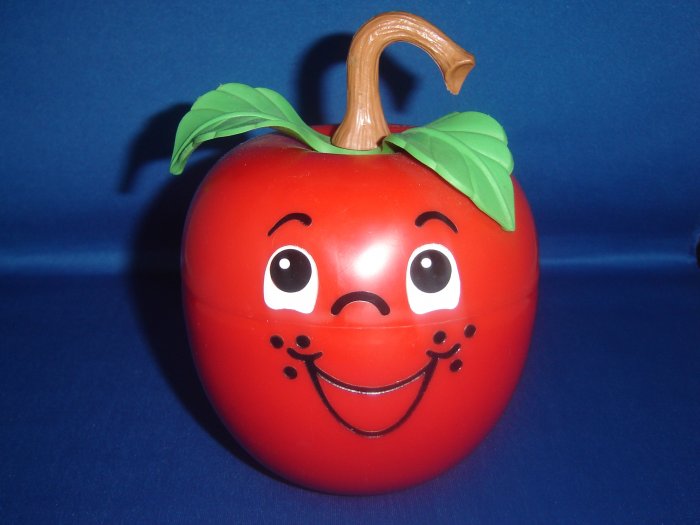 Vintage 1972 Fisher Price Happy Apple Roly Poly Musical Chime Toy With Long Stem Excellent