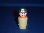 Vintage Fisher Price Little People Tan Construction Worker Mechanic Silver Hat For Copter Truck Rigs