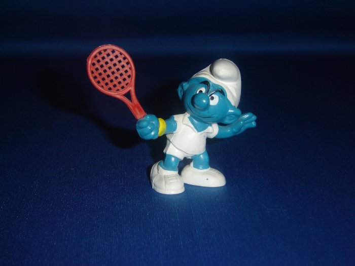 Vintage 1979 Tennis Player Smurf 20049 With Red Tennis Racket By Schleich PVC