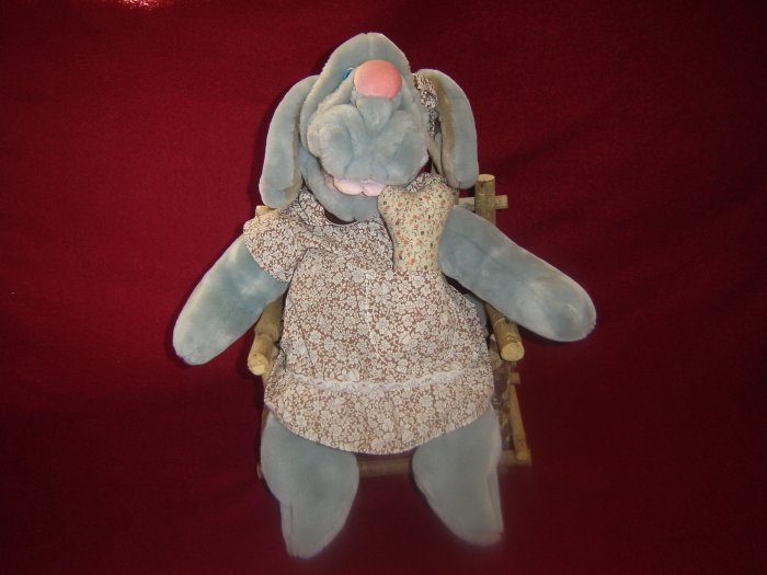 Vintage Grey Heritage Collection Wrinkles The Dog Hand Puppet With Dress and Original Bone 18 Inches