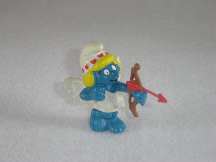 Vintage 1982 Valentine Smurfette With Wings Bow and Arrow 20156 PVC By Schleich From Portugal