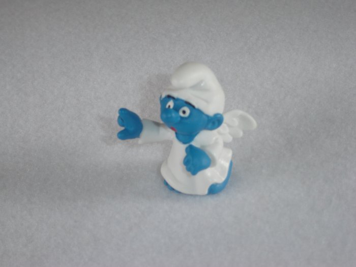 Vintage 1984 Little Angel Smurf With Wings and Pointing Toward Heaven 20212 Schleich PVC