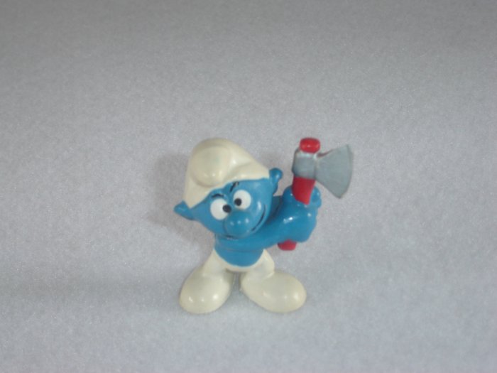 Vintage 1975 Woodcutter Smurf With Axe 20087 Bully Peyo Figure PVC West Germany
