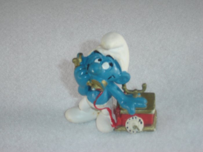 Vintage 1980 Telephone Smurf Talking On The Phone 20062 Schleich PVC W Germany